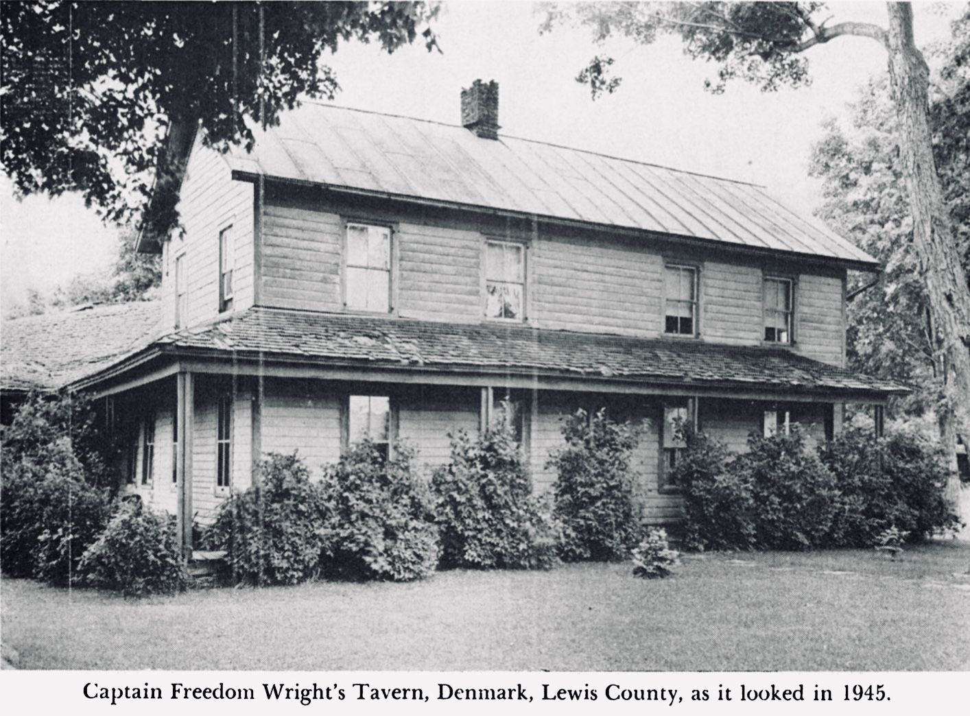 Captain Freedom Wright's Tavern, Denmark, Lewis County, as it looked in 1945